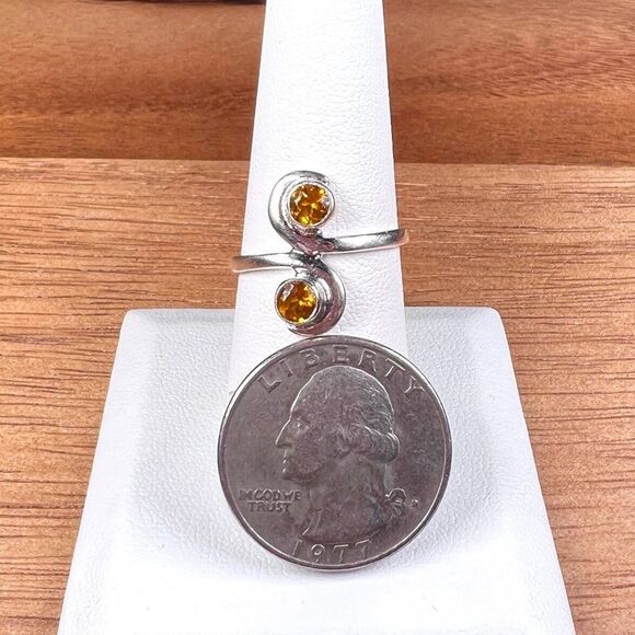 Citrine Ring Birthstone Solid Sterling Silver - Sz 8.5 - Picture 3 of 4